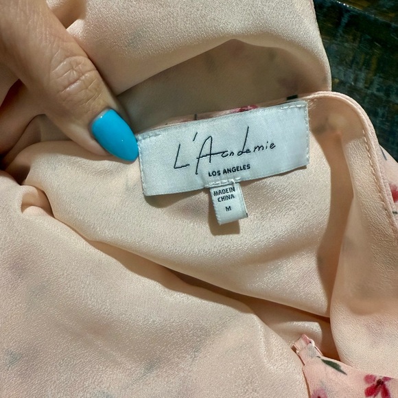 WORN ONCE L’Academie LA Revolve Pink Floral Surplice Bodysuit Sz Medium - Picture 11 of 13